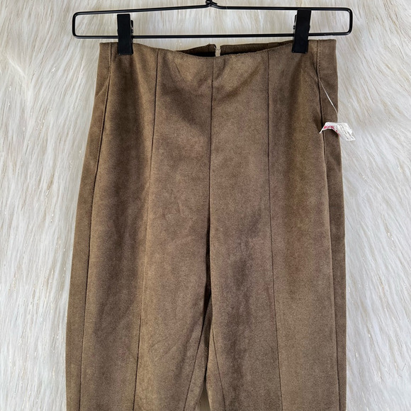 BlankNYC Womens Pants Brown Mid Rise Back Zipper Stretch Faux Suede 25 - Picture 4 of 12
